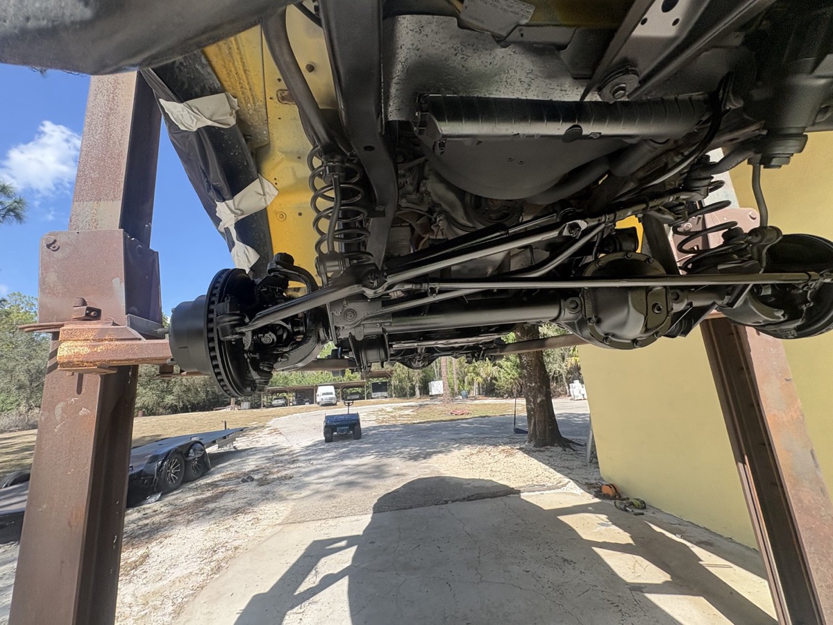 Undercarriage blasted free of rust, scale and grime