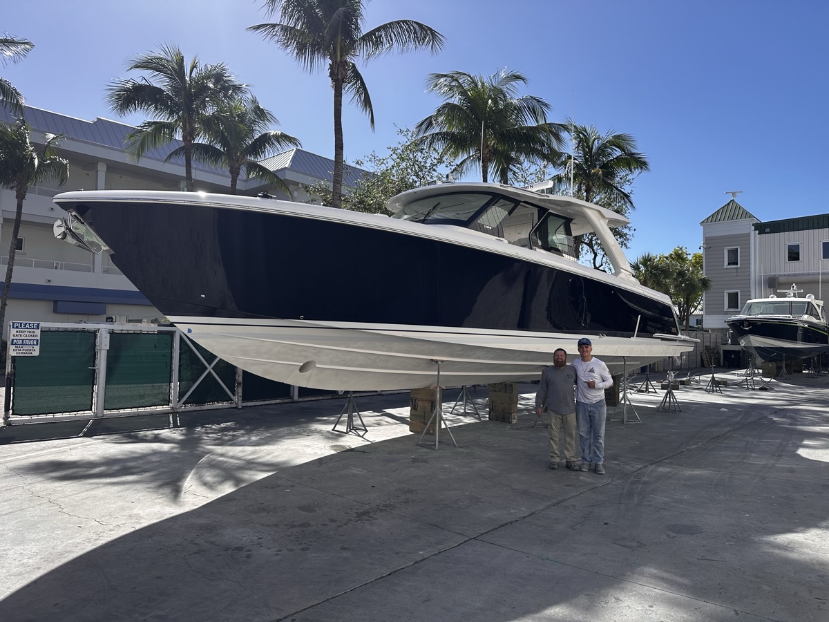 Boats on stands in a Southwest Florida boatyard
